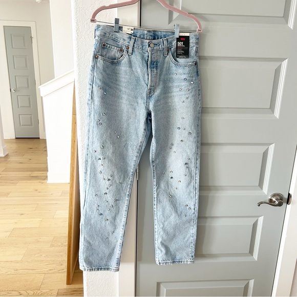 NWT Free People Levi’s 501 Crystal Studded Jeans - Picture 4 of 9